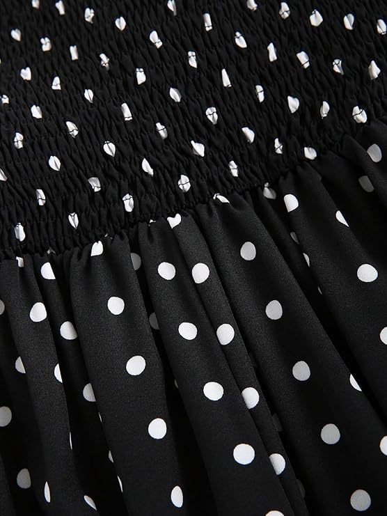Aahwan Polka Dots Halter Long Dress Backless A Line Flared Vintage Party Club Dresses for Women's & Girl's