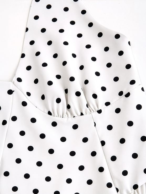 Aahwan Polka Dots Halter Long Dress Backless A Line Flared Vintage Party Club Dresses for Women's & Girl's