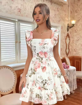 WIND Floral Fit & Flare Mini Dress – Sleeveless Georgette Western Wear