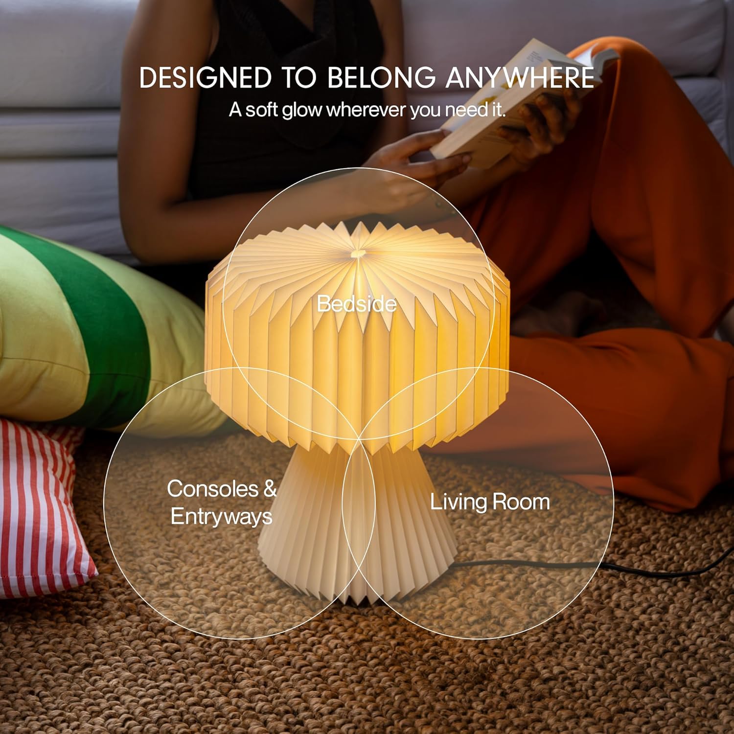 Ori Origami Table Lamp – 32cm Ambient Night Lamp with Premium Laminated Lampshade | Dust & Water Resistant | Perfect for Living Room, Bedroom & Gifting