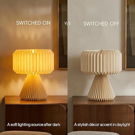 Ori Origami Table Lamp – 32cm Ambient Night Lamp with Premium Laminated Lampshade | Dust & Water Resistant | Perfect for Living Room, Bedroom & Gifting