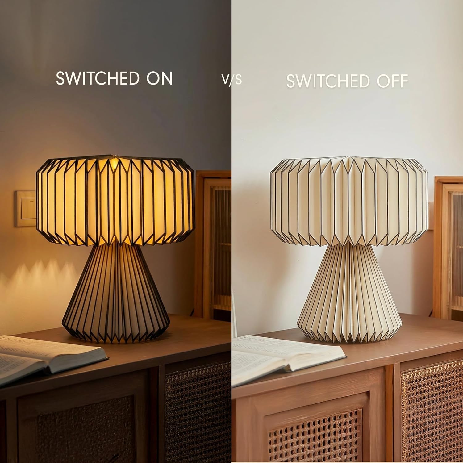 Ori Origami Table Lamp – 32cm Ambient Night Lamp with Premium Laminated Lampshade | Dust & Water Resistant | Perfect for Living Room, Bedroom & Gifting