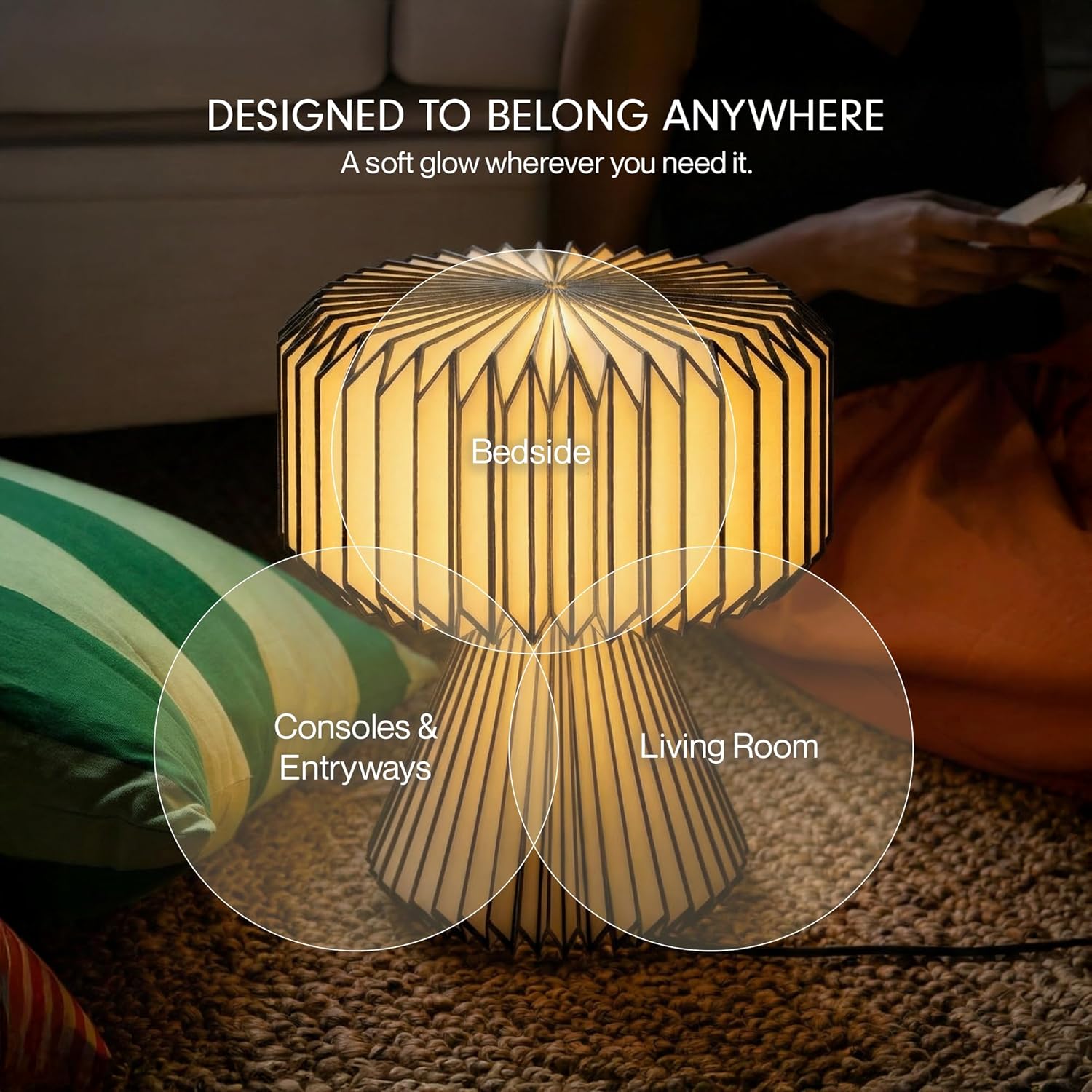 Ori Origami Table Lamp – 32cm Ambient Night Lamp with Premium Laminated Lampshade | Dust & Water Resistant | Perfect for Living Room, Bedroom & Gifting