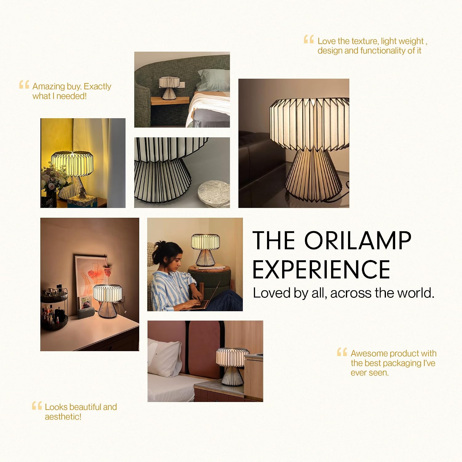 Ori Origami Table Lamp – 32cm Ambient Night Lamp with Premium Laminated Lampshade | Dust & Water Resistant | Perfect for Living Room, Bedroom & Gifting
