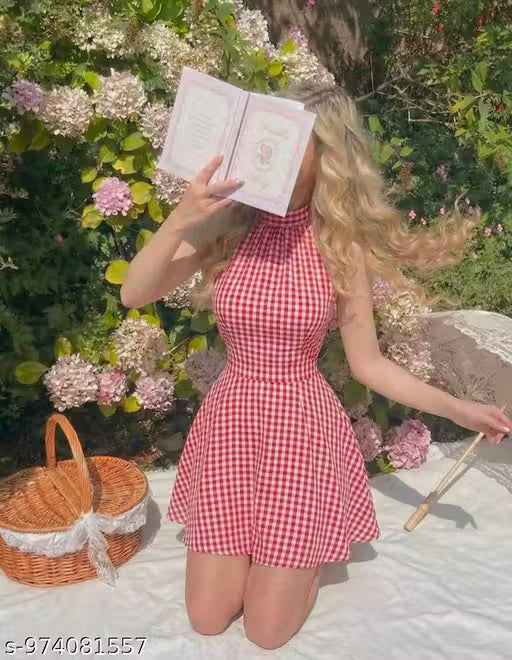 Trendy Backless Midi Dress for Girls | Gingham Summer Dress
