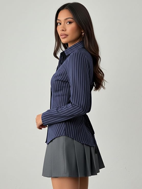 Women's Solid Front Button Long Sleeve Casual Shirt – Relaxed Everyday Top for Women & Girls