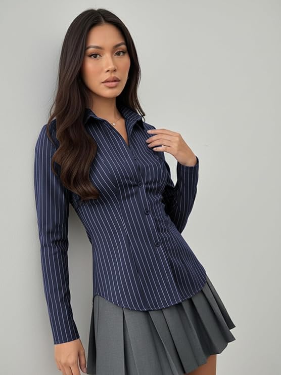 Women's Solid Front Button Long Sleeve Casual Shirt – Relaxed Everyday Top for Women & Girls