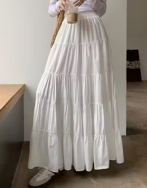 WIND Plain White Skirt – Solid Rayon Everyday Skirt for Girls