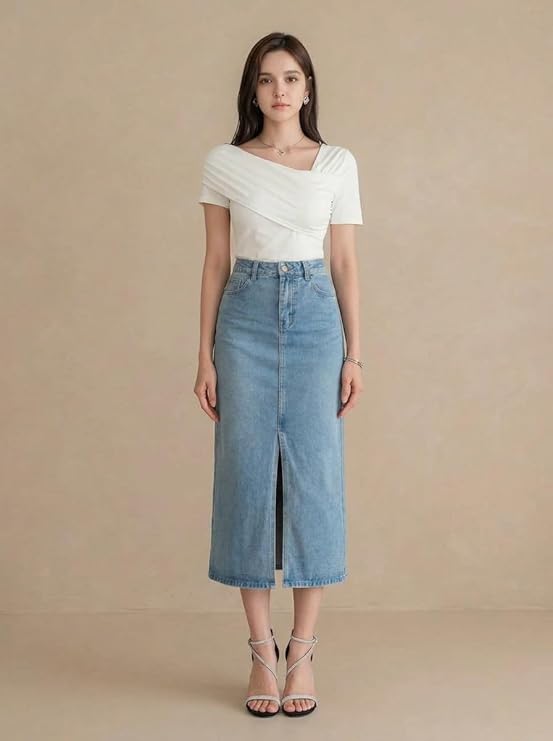 Women's Ruched Asymmetrical Neck Stretch Top – Slim Fit Trendy Going-Out Top